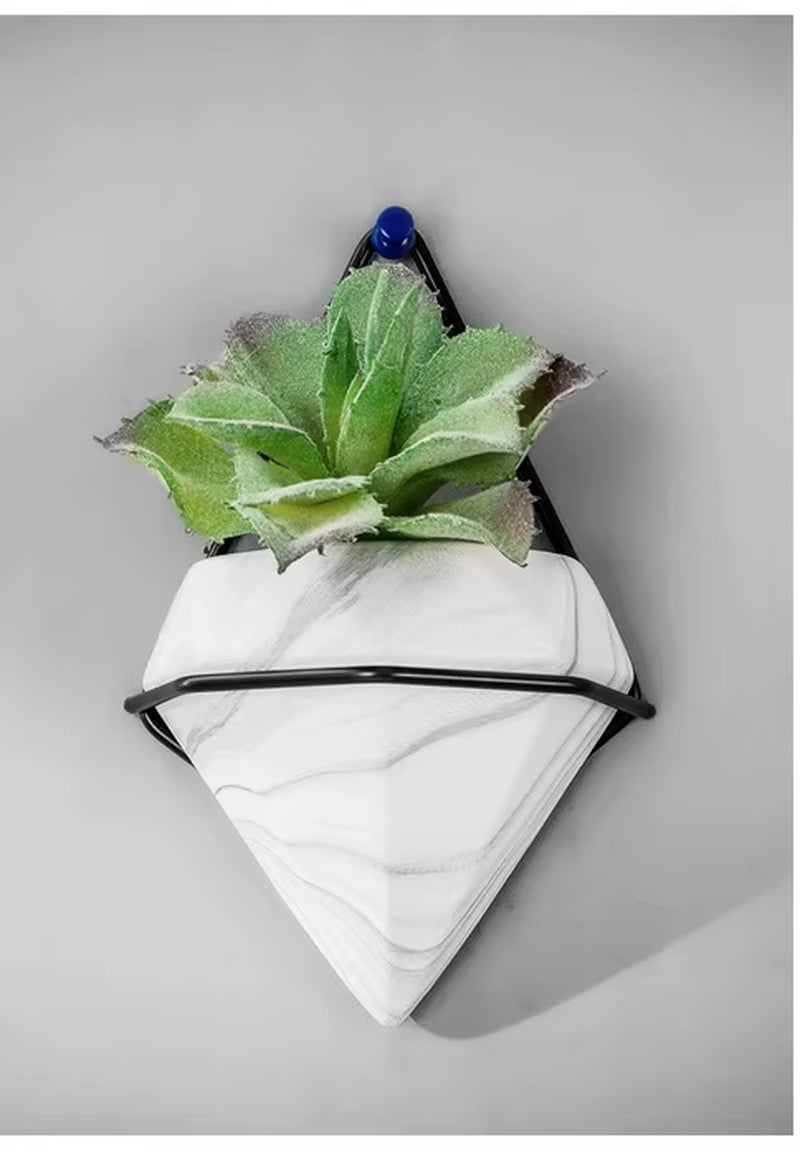 Elevate Your Space with Our Elegant Marble Pattern Wall Hanging Flower Pot - Perfect for Artificial Plants and Dried Flowers