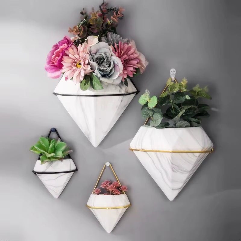 Elevate Your Space with Our Elegant Marble Pattern Wall Hanging Flower Pot - Perfect for Artificial Plants and Dried Flowers