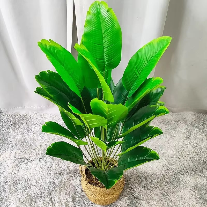 Transform Your Space with a Lush 1 Pcs Artificial Banana Tree - Realistic Palm Leaf Monstera for Stunning Home Decoration