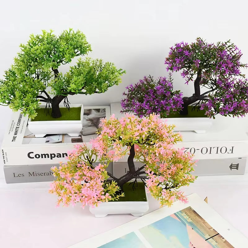 Artificial Plants Bonsai Small Tree Pot Fake Plant Flowers Potted Ornaments for Home Room Table Decoration Hotel Garden Decor