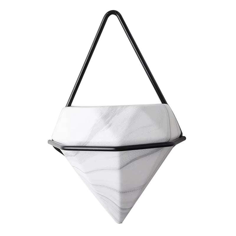 Elevate Your Space with Our Elegant Marble Pattern Wall Hanging Flower Pot - Perfect for Artificial Plants and Dried Flowers