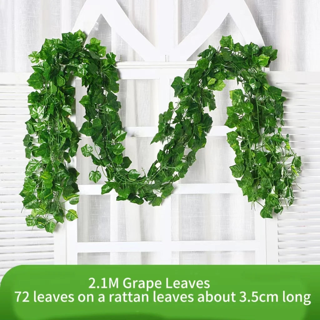 Lush 2.1M Green Ivy Leaf Hanging Vine - Stunning Silk Garland for Home, Garden & Wedding Decor