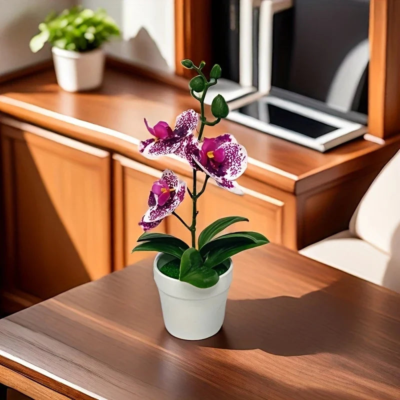 Exquisite Artificial Orchid for Home and Office - Perfect Decorative Accent for Living Rooms and Dining Tables, Fade-Resistant Elegance