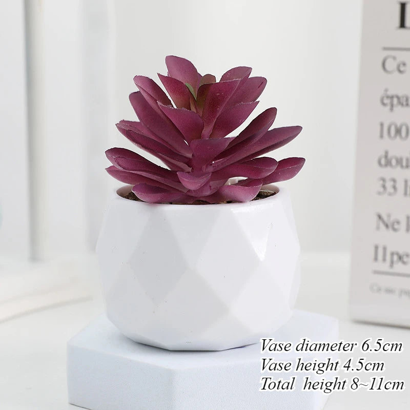 Charming Mini Artificial Succulent Plants Set - Lifelike Cactus Bonsai for Effortless Indoor Home Decor
