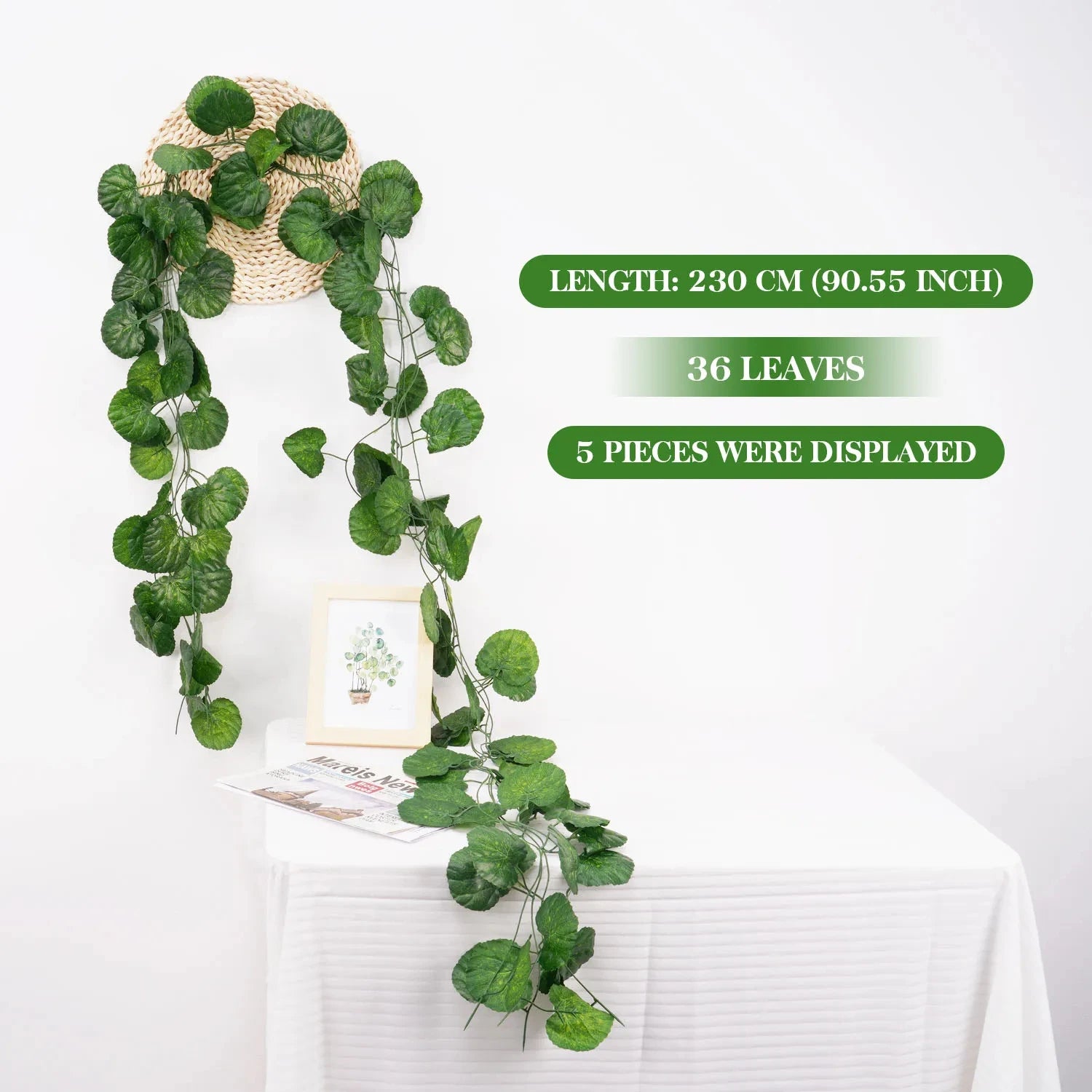 Lush 2.1M Green Ivy Leaf Hanging Vine - Stunning Silk Garland for Home, Garden & Wedding Decor