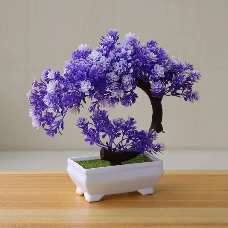 Stunning Artificial Bonsai Tree - Realistic Potted Fake Flowers for Home and Wedding Decor