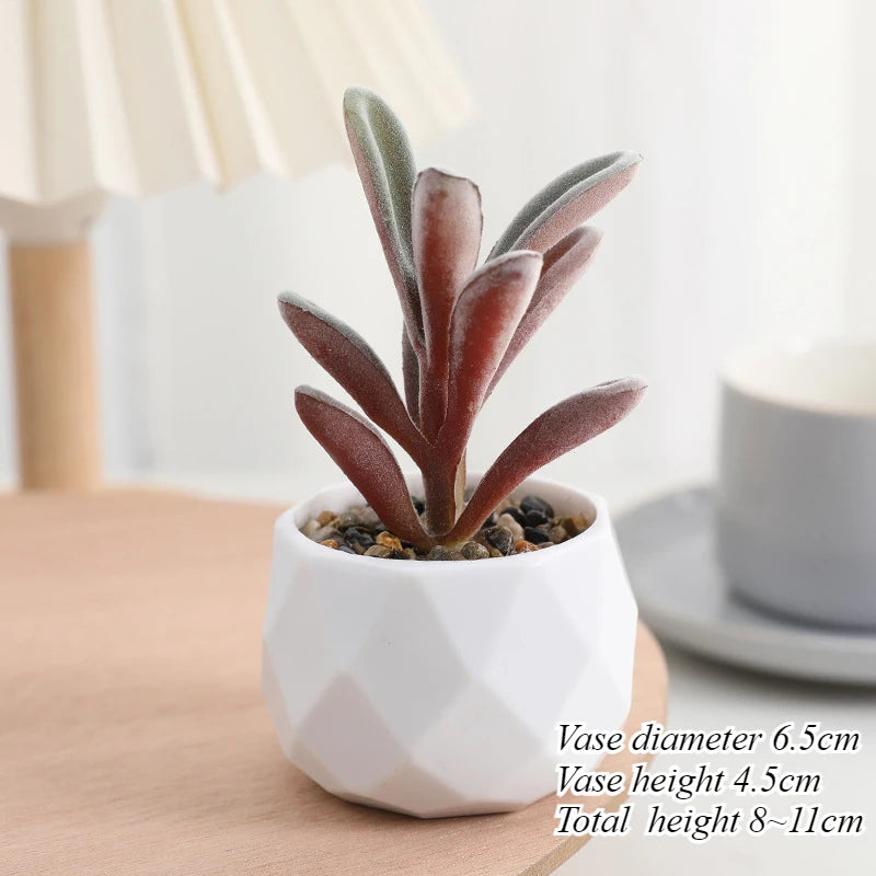 Charming Mini Artificial Succulent Plants Set - Lifelike Cactus Bonsai for Effortless Indoor Home Decor