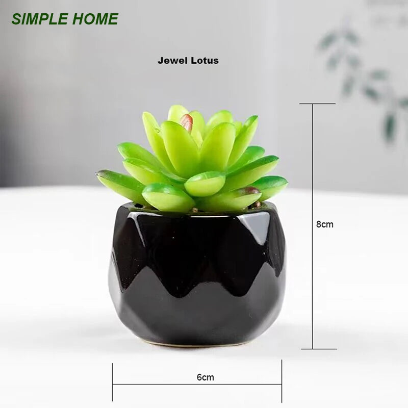 Vibrant Artificial Succulent Bonsai Plant with Elegant Pottery for Stunning Office and Home Decor