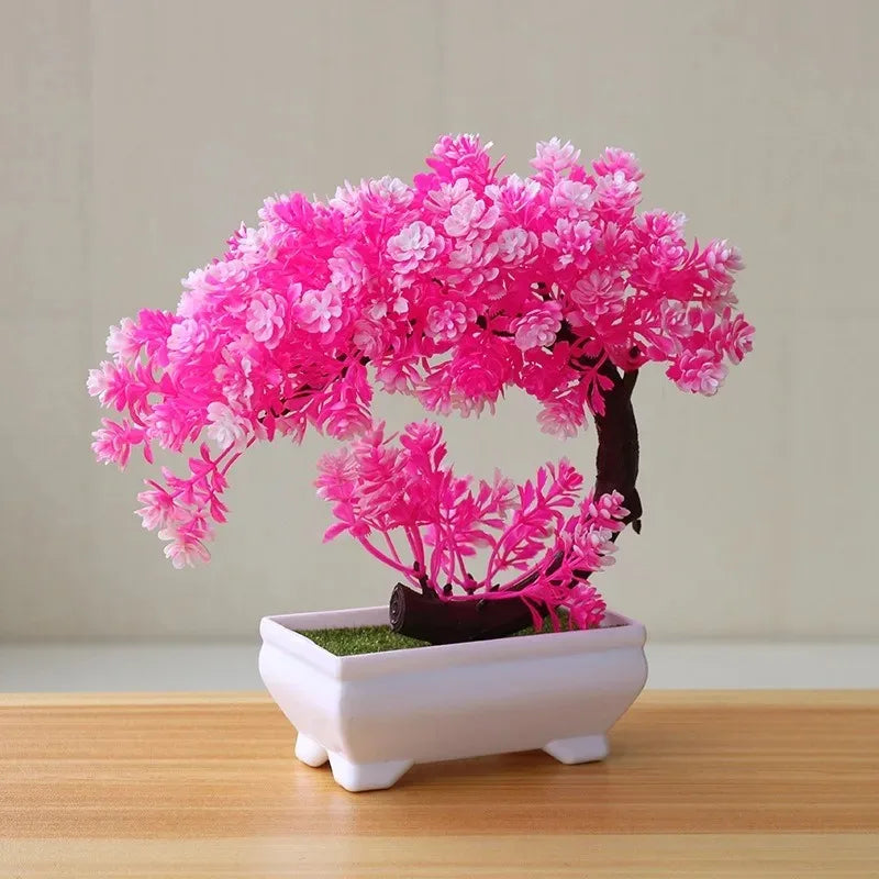 Stunning Artificial Bonsai Tree - Realistic Potted Fake Flowers for Home and Wedding Decor