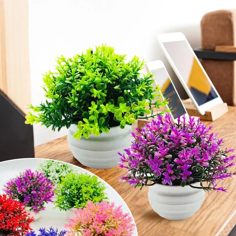 Vibrant Artificial Plant Pot Set - Lifelike Potted Grass for Home and Office Decor