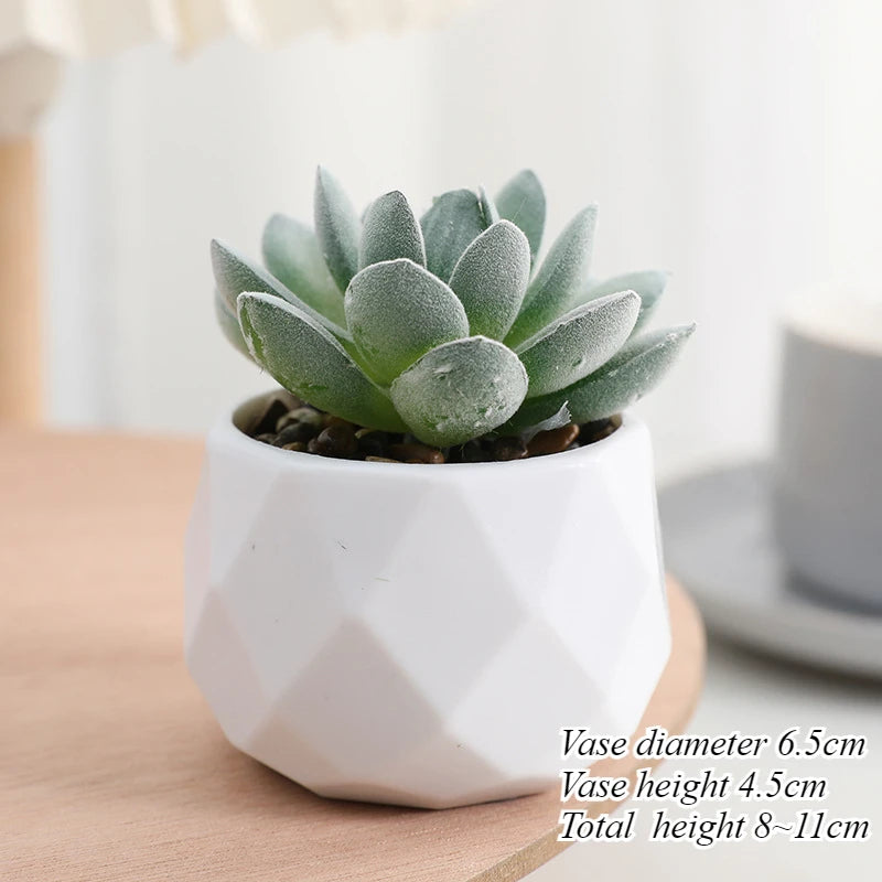 Charming Mini Artificial Succulent Plants Set - Lifelike Cactus Bonsai for Effortless Indoor Home Decor