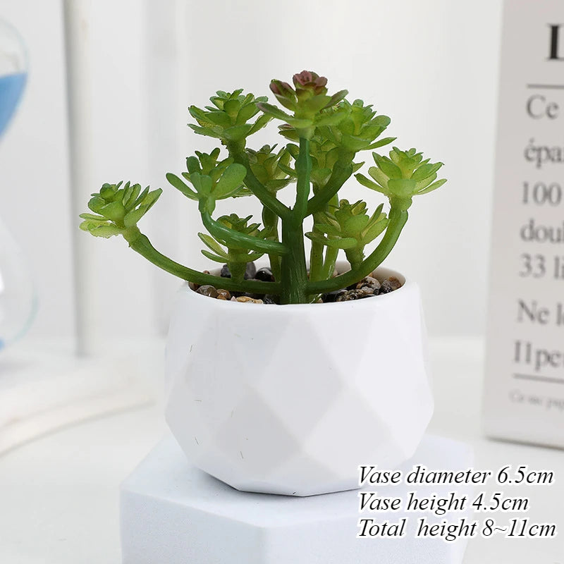 Charming Mini Artificial Succulent Plants Set - Lifelike Cactus Bonsai for Effortless Indoor Home Decor