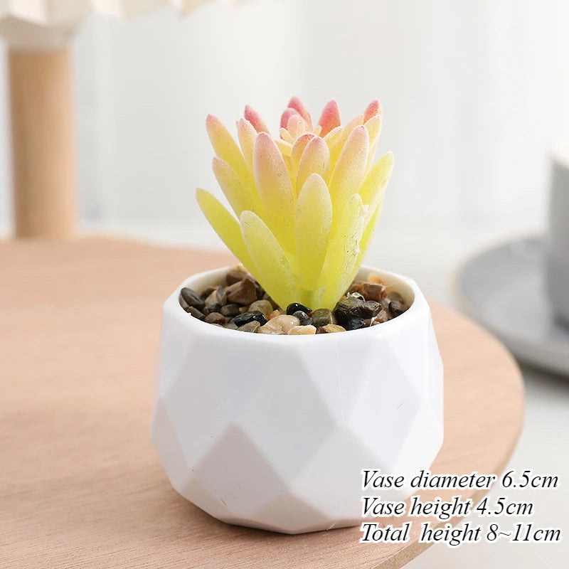 Charming Mini Artificial Succulent Plants Set - Lifelike Cactus Bonsai for Effortless Indoor Home Decor