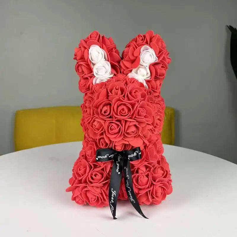 Stunning 25Cm Eternal Artificial Rose Rabbit - Perfect Romantic Gift for Birthdays, Anniversaries, and Weddings - Ideal Home Decor for Every Occasion