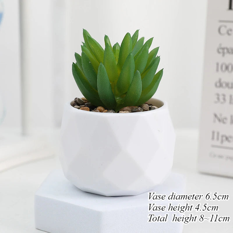 Charming Mini Artificial Succulent Plants Set - Lifelike Cactus Bonsai for Effortless Indoor Home Decor
