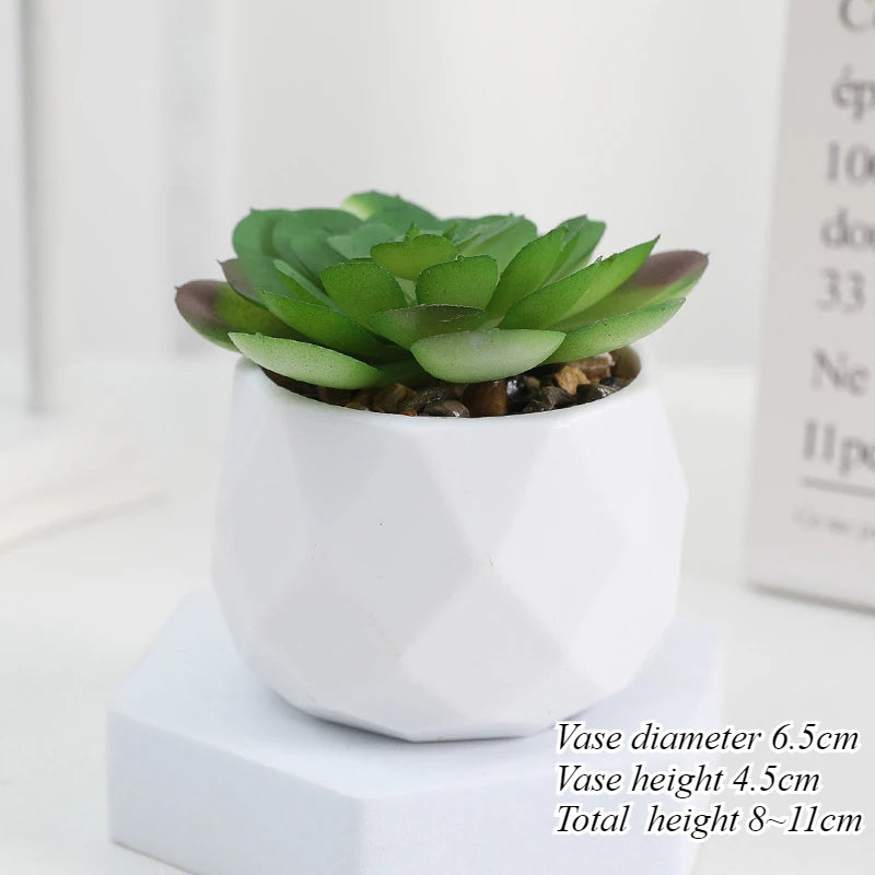 Charming Mini Artificial Succulent Plants Set - Lifelike Cactus Bonsai for Effortless Indoor Home Decor
