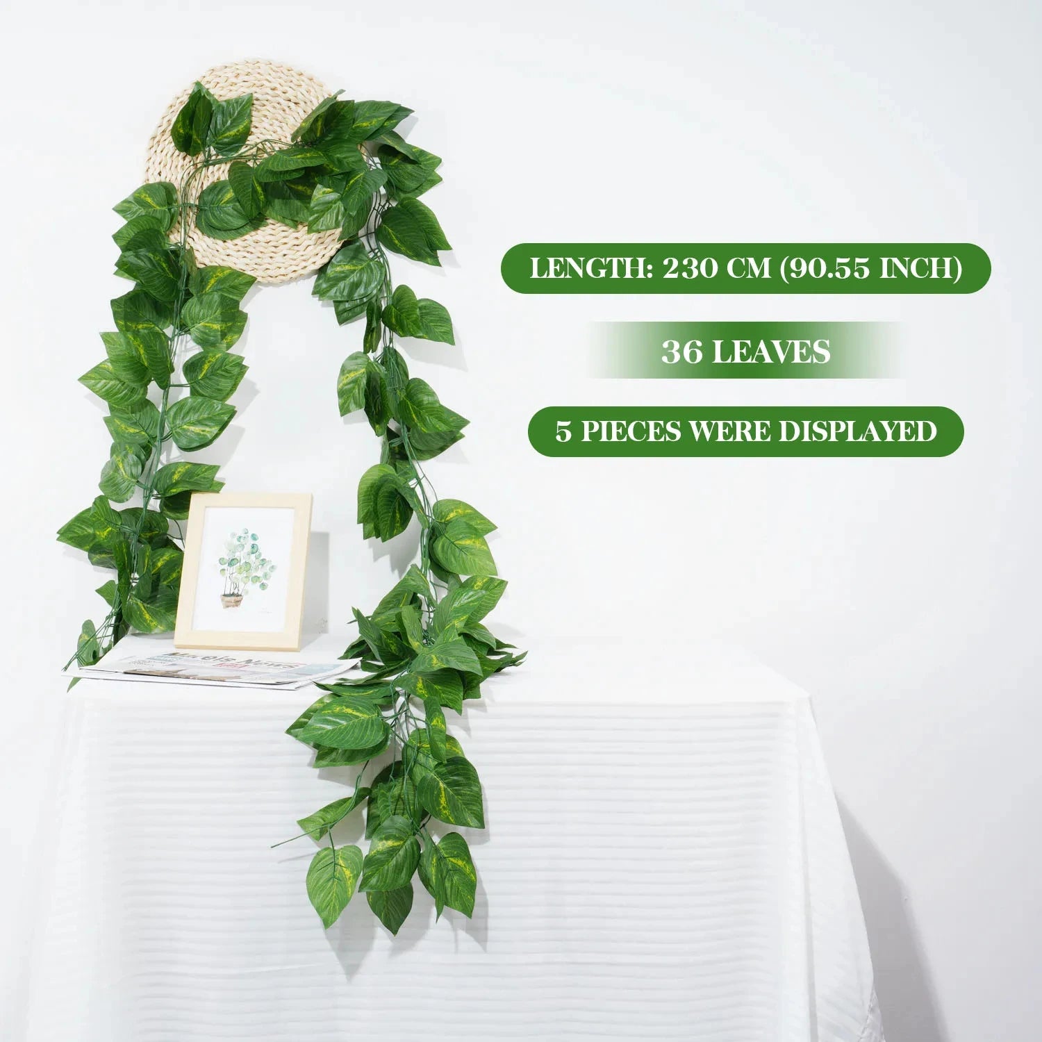 Lush 2.1M Green Ivy Leaf Hanging Vine - Stunning Silk Garland for Home, Garden & Wedding Decor