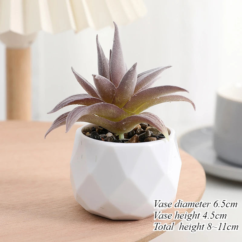 Charming Mini Artificial Succulent Plants Set - Lifelike Cactus Bonsai for Effortless Indoor Home Decor