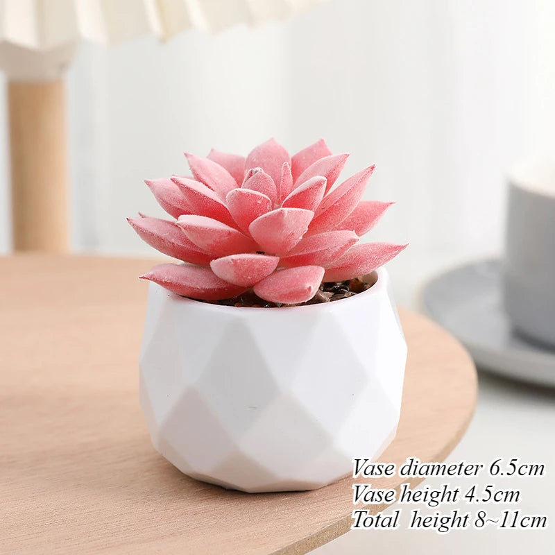 Charming Mini Artificial Succulent Plants Set - Lifelike Cactus Bonsai for Effortless Indoor Home Decor
