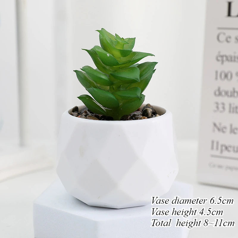 Charming Mini Artificial Succulent Plants Set - Lifelike Cactus Bonsai for Effortless Indoor Home Decor