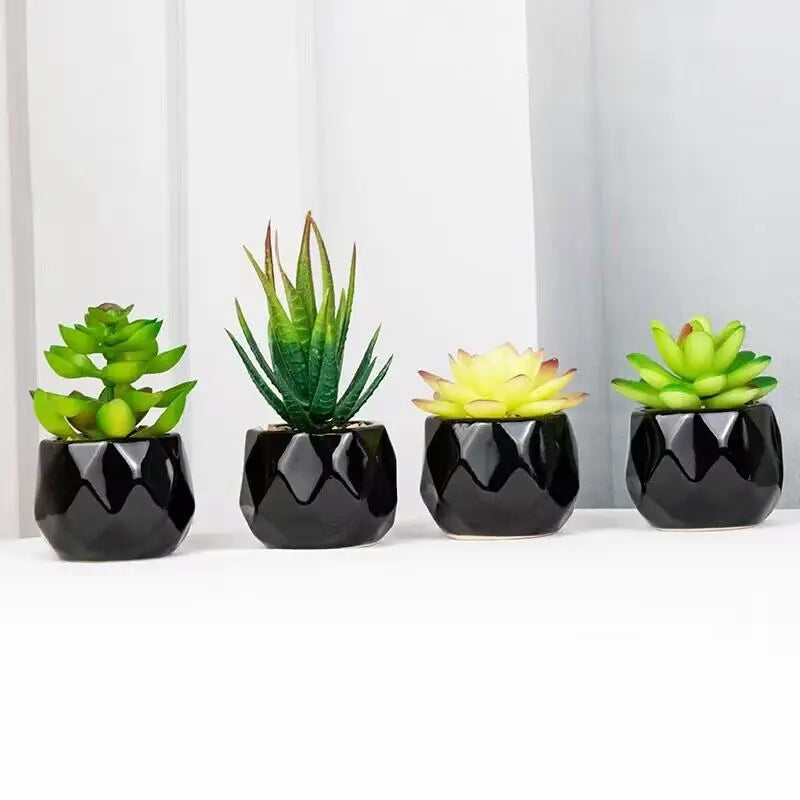Vibrant Artificial Succulent Bonsai Plant with Elegant Pottery for Stunning Office and Home Decor