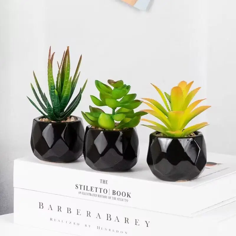 Vibrant Artificial Succulent Bonsai Plant with Elegant Pottery for Stunning Office and Home Decor