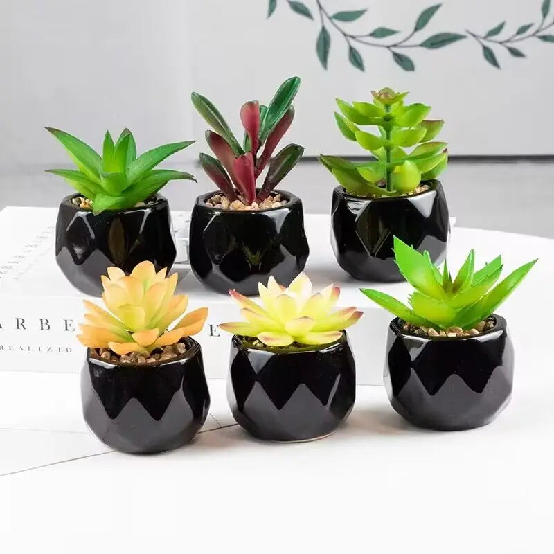 Vibrant Artificial Succulent Bonsai Plant with Elegant Pottery for Stunning Office and Home Decor