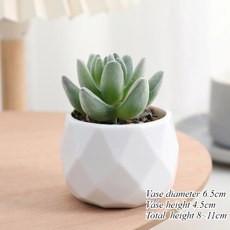 Charming Mini Artificial Succulent Plants Set - Lifelike Cactus Bonsai for Effortless Indoor Home Decor