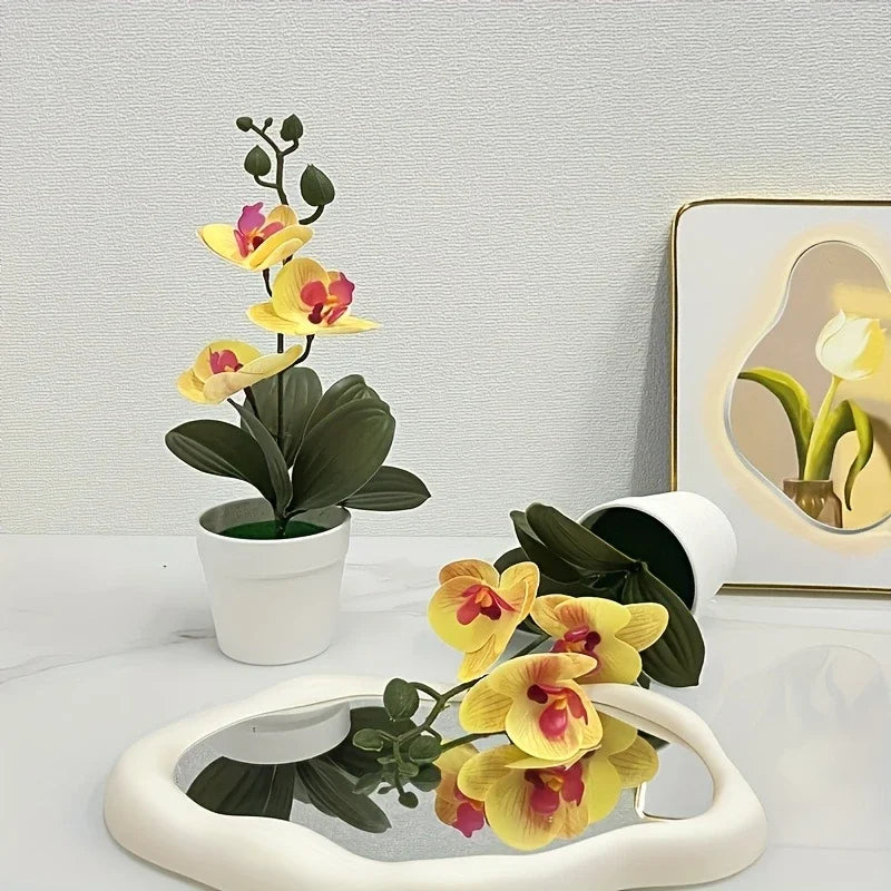 Exquisite Artificial Orchid for Home and Office - Perfect Decorative Accent for Living Rooms and Dining Tables, Fade-Resistant Elegance