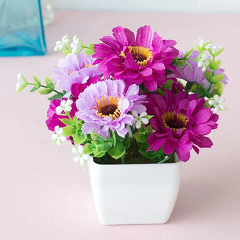 Lifelike Artificial Potted Rose Plant for Stunning Home and Garden Decor