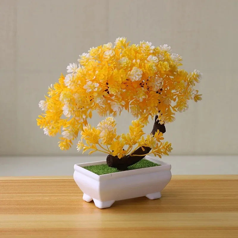 Stunning Artificial Bonsai Tree - Realistic Potted Fake Flowers for Home and Wedding Decor