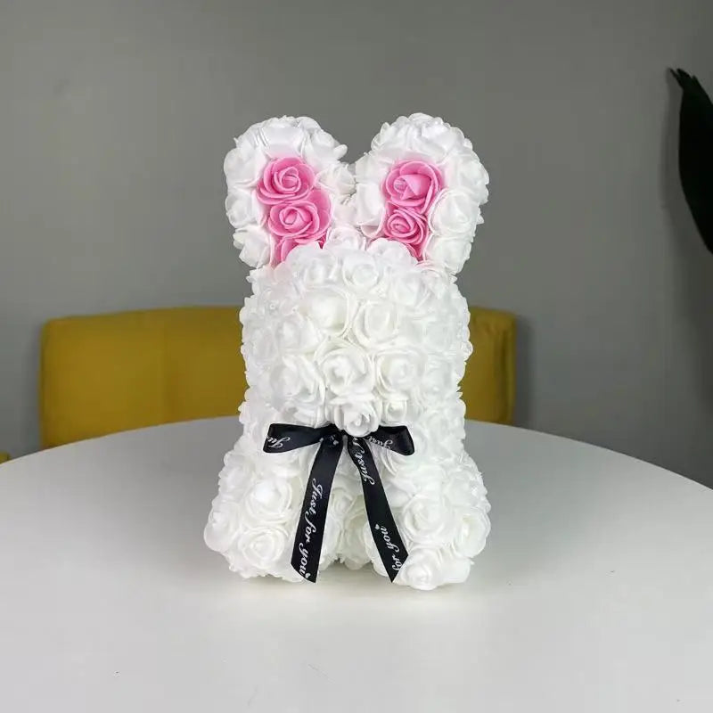 Stunning 25Cm Eternal Artificial Rose Rabbit - Perfect Romantic Gift for Birthdays, Anniversaries, and Weddings - Ideal Home Decor for Every Occasion