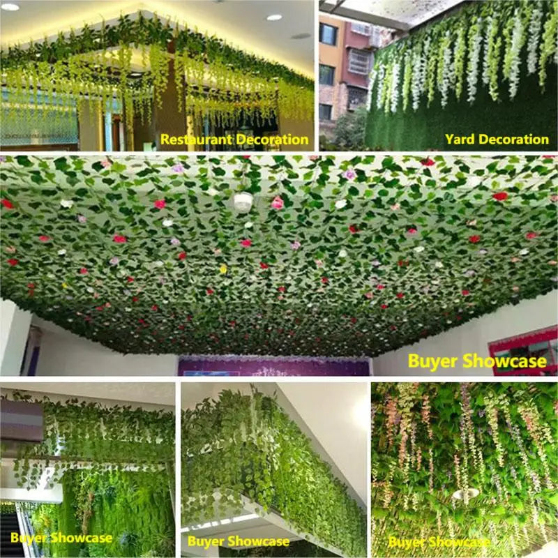 Lush 2.1M Green Ivy Leaf Hanging Vine - Stunning Silk Garland for Home, Garden & Wedding Decor