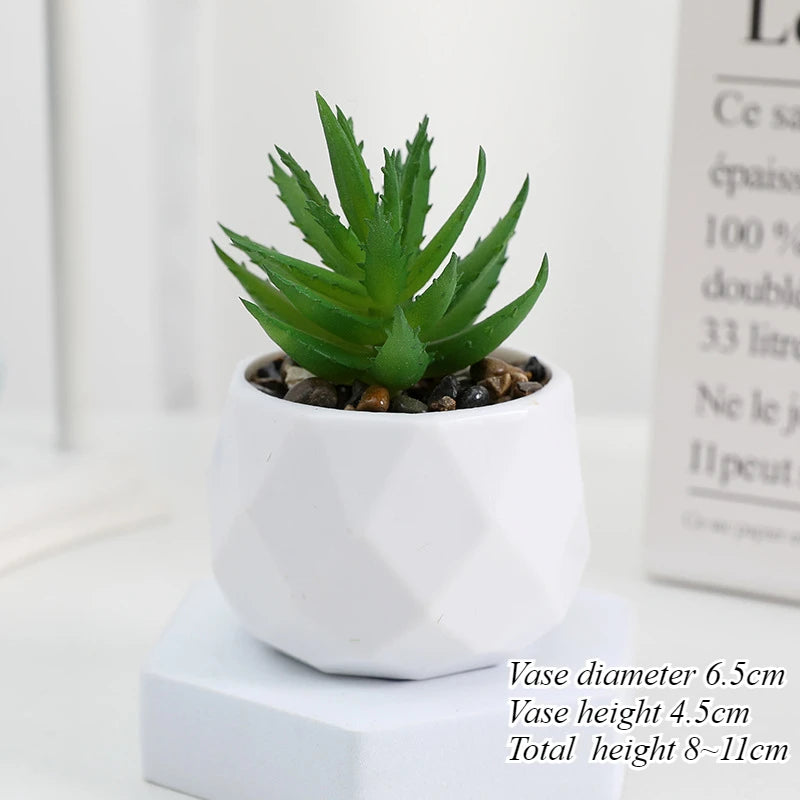 Charming Mini Artificial Succulent Plants Set - Lifelike Cactus Bonsai for Effortless Indoor Home Decor