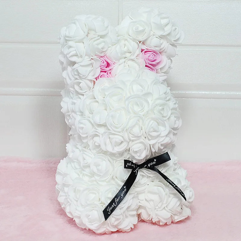 Charming Rose Rabbit - 27Cm Artificial Floral Decoration for Valentine's Day and Mother's Day Gifts