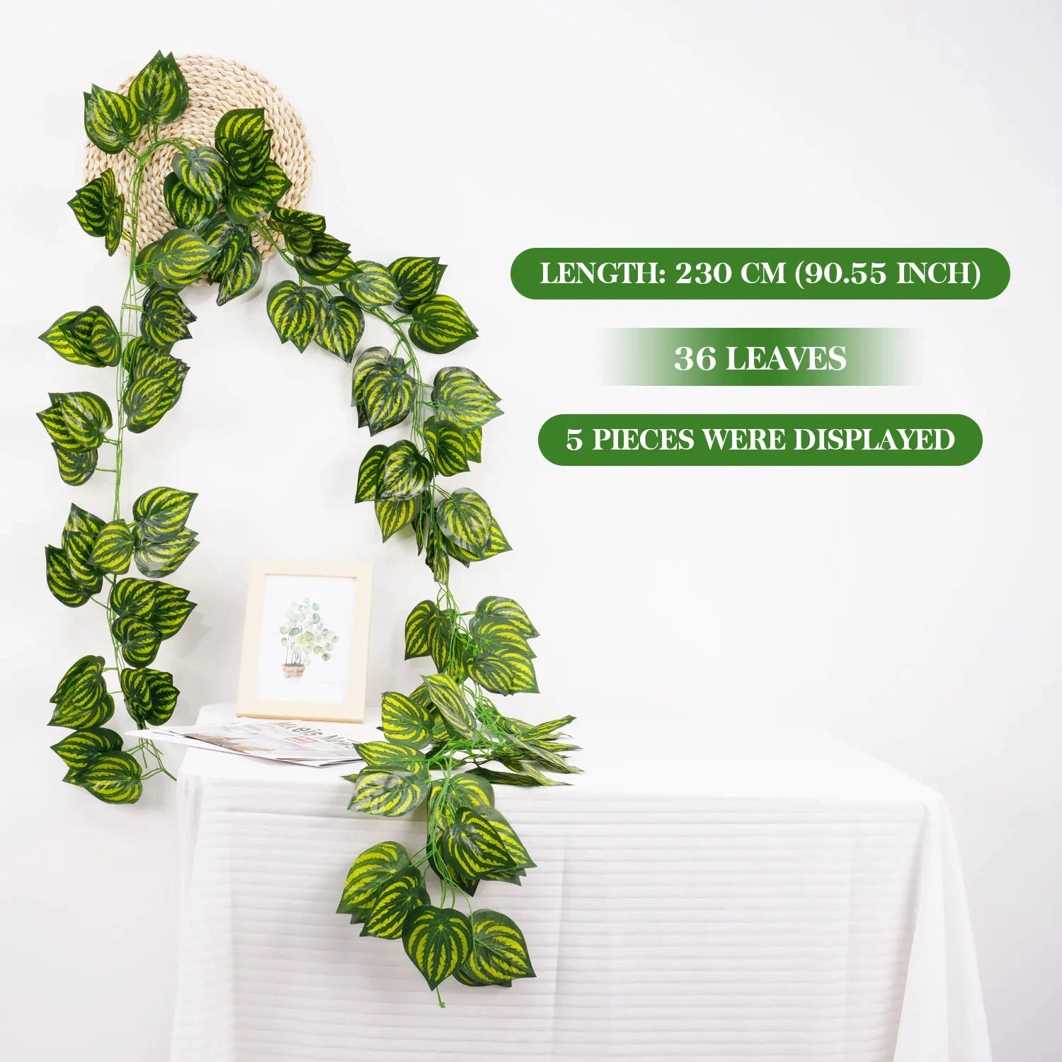 Lush 2.1M Green Ivy Leaf Hanging Vine - Stunning Silk Garland for Home, Garden & Wedding Decor