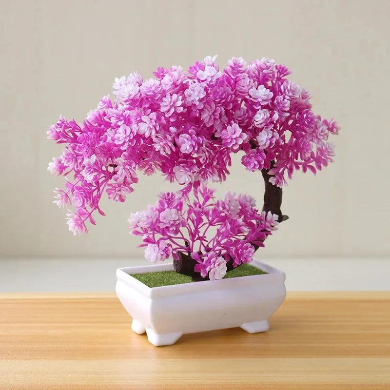 Stunning Artificial Bonsai Tree - Realistic Potted Fake Flowers for Home and Wedding Decor