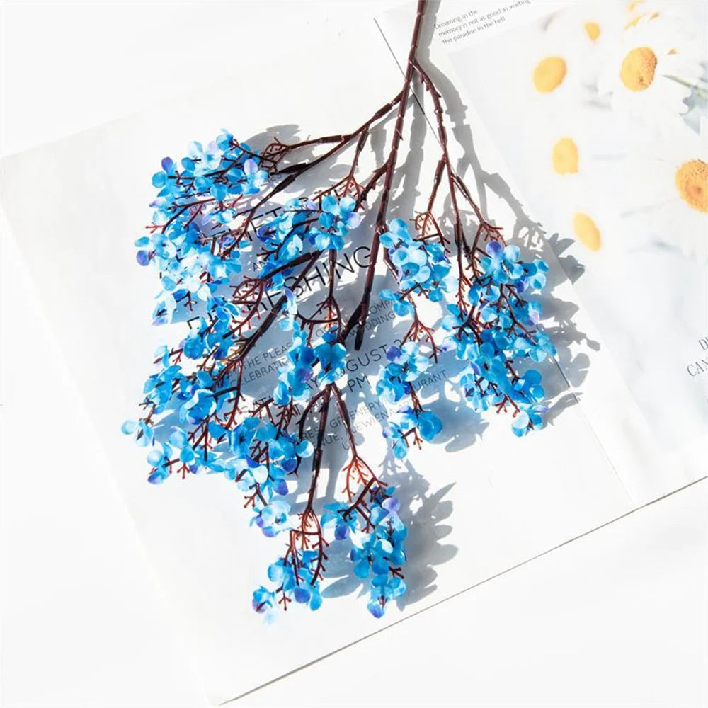 Stunning Artificial Blue Babysbreath Bouquet - Perfect for Home, Weddings, and Festive Celebrations!