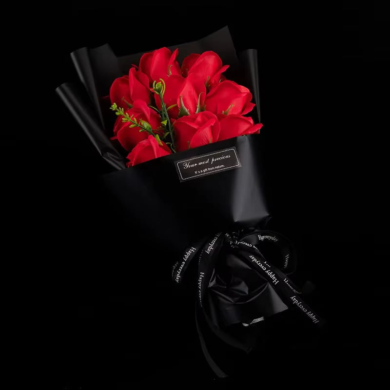 Enchanting 9 Heads Rose Soap Flower Bouquet - Perfect for Christmas, Weddings, Birthdays, and Valentine's Day Home Decor
