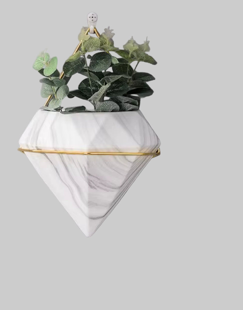 Elevate Your Space with Our Elegant Marble Pattern Wall Hanging Flower Pot - Perfect for Artificial Plants and Dried Flowers