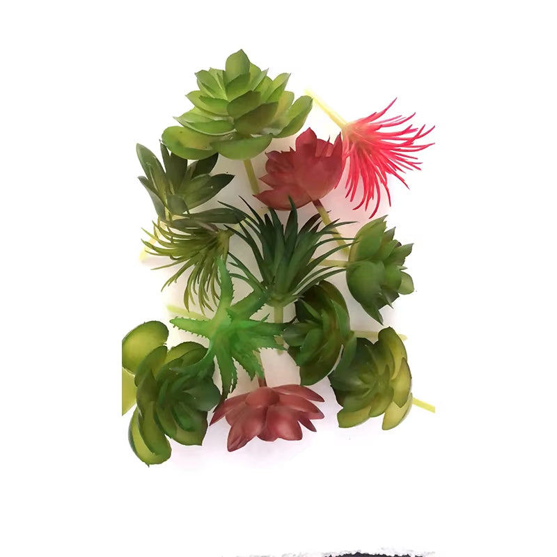 12Pcs Artificial Succulents Plants Green Faux Succulent Plant Home Garden Small Bonsai Decor Flower Desktop Fake Plants